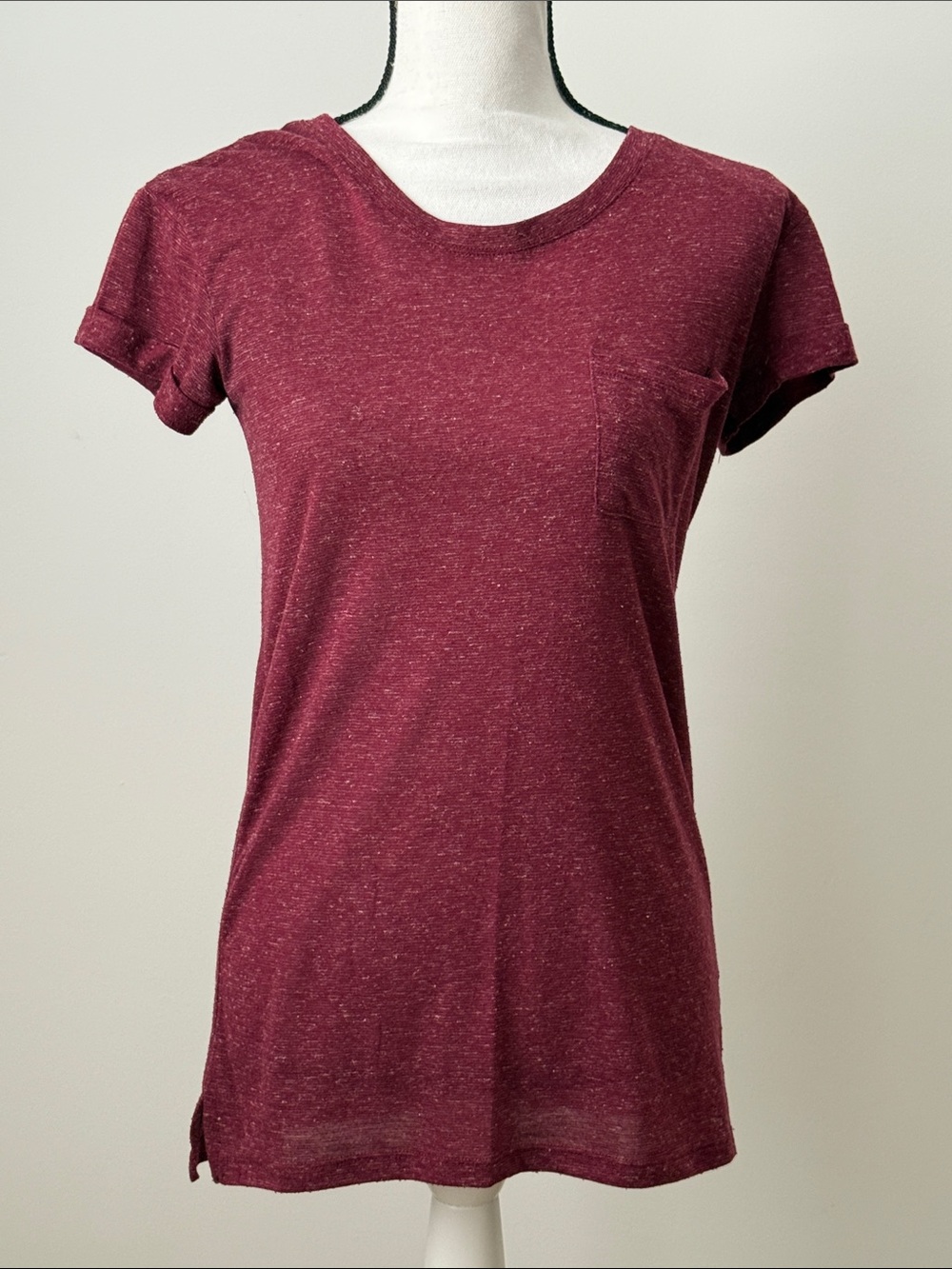Awake Women's Marled Pocket Tee - Burgundy, Size XS
